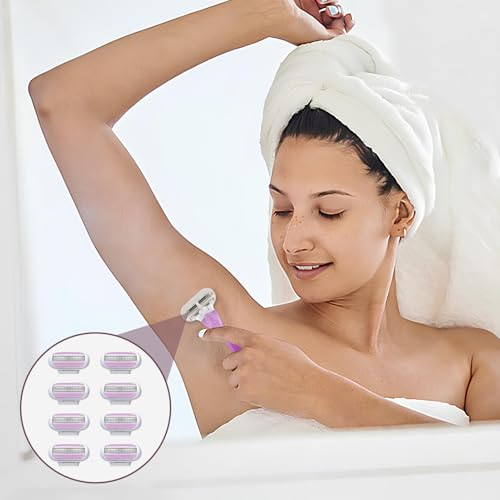 8 Piezas Recambios para Maquinilla de Depilación de Mujer, Compatibles Venus, Cuchillas de Afeitar para Mujer, 3 Hojas de Afeitar de Acero Inoxidable, Bandas Lubricantes para Afeitado Suave y Preciso - imagen 6