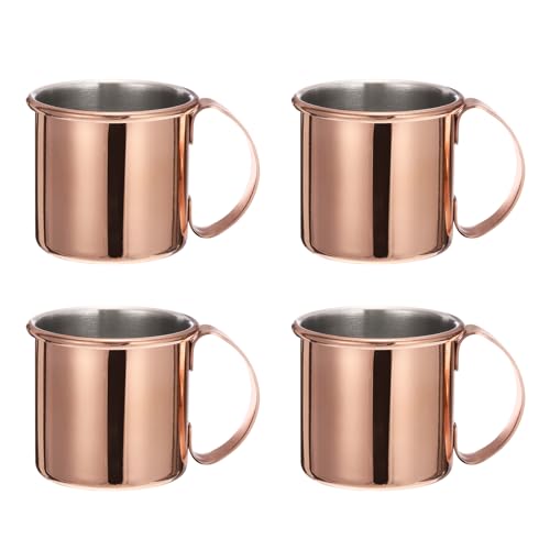 Uxcell A23061300UX0405 Mini Copper Mugs 60Ml/2 Oz 4Pcs Pure Copper Plated Stainless Steel Shot Glass cover