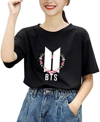 Unisex Kpop BTS Map of The Soul Persona T-Shirt Crop Top Jung Kook Jimin RM JIN JH Suga Women Teen (Black,L)