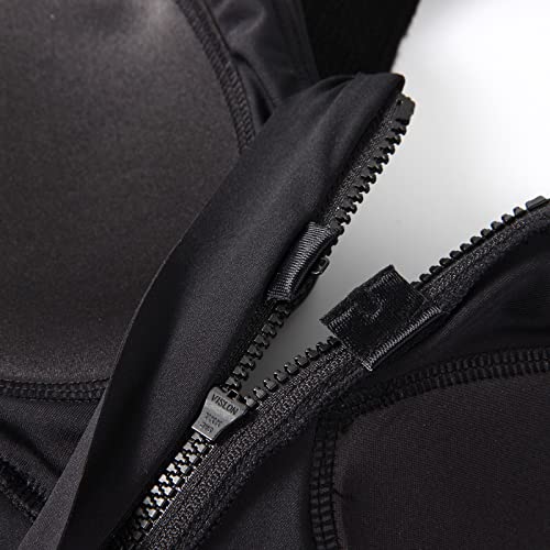 CLOUSPO Women Sports Bra Front Fastening High Impact Zip Front Post Surgery Running Yoga Zip Front Bras Crop Top with Adjustable Straps(XL, Black) - Image 6