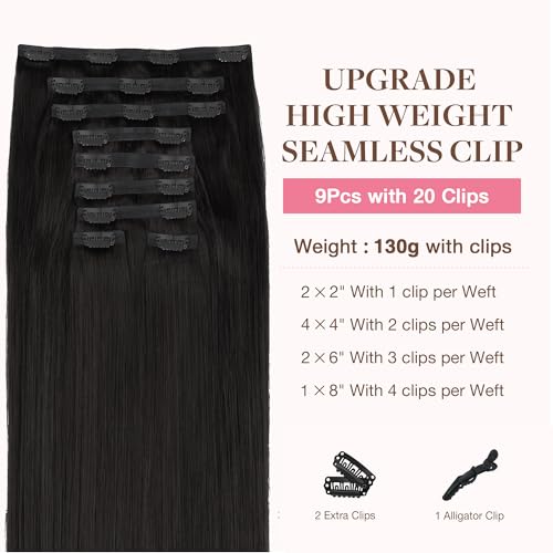 Image of GOO GOO Seamless Clip in Hair Extensions Real Human Hair Remy Extensions