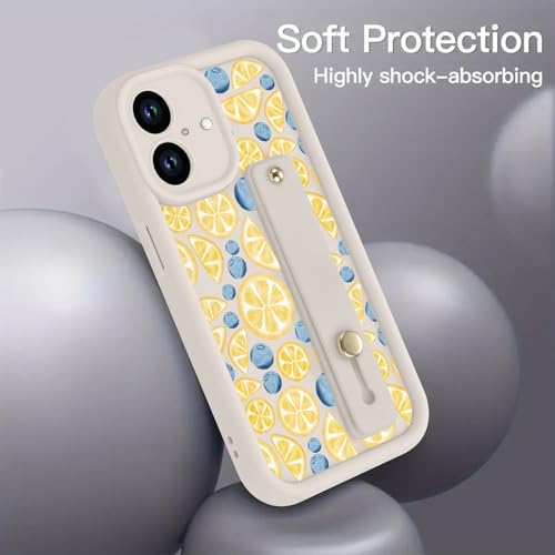 Coque iPhone 17 citron myrtille avec cordon amovible pour vos sorties d'été