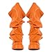 sexytag Fold Over Boots for Women Slouchy Mid Calf Platform Boots Ruched Detachable Snap Button Block Chunky Heel Shark Booties Lug Sole Round Toe Pull On Western Fall Fashion Boot Orange Size 9
