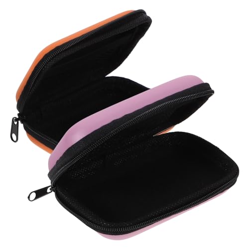 SEWACC 2pcs Portable Hard Drive Storage Case Travel Friendly Protective Box for Computer Accessories Durable Design in Orange Pink Versatile Organizer for Electronics