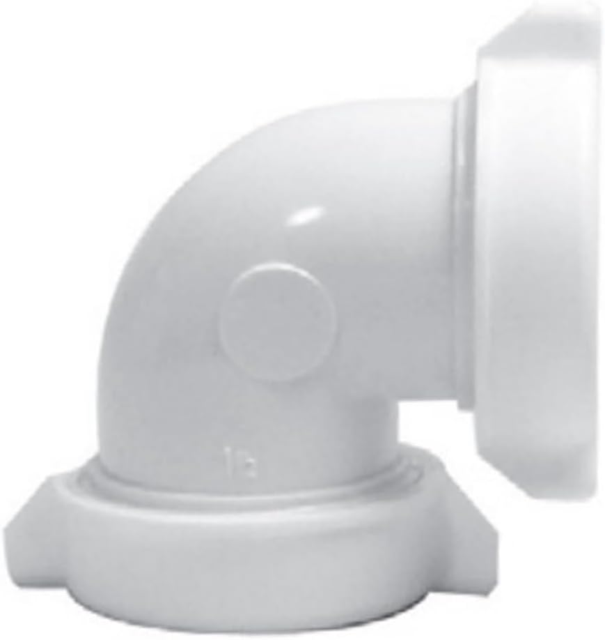 Highcraft Plastic 90° Slip Elbow 1-1/2" White Slip Elbow for Kitchen Sink and Bathroom Sink Tubular Drain Applications included Nuts and Washers