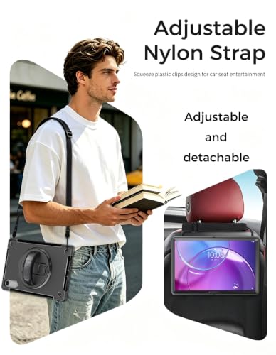 Image of Junfire Protective Case for Lenovo Idea Tab Pro Gen2 13-inch 2026,Black | Shockproof, Hand Strap, 360Rotating Stand, Pencil Holder, Carrying Strap, Hard Shell