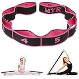 Yoga Stretching Strap, Yoga Stretch Gurt, Stretching Band mit 8 Schleifen, Fitnessbander, Fitness Stretchband, Gymnastikband Elastisch für Pilates, Tanz, Gymnastik, Effektives Dehnung (Schwarz-Rosa)