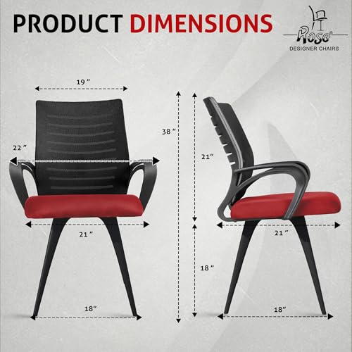 Image of ROSE Elite | 3 Years Brand Warranty | Ergonomic Office Chair, Study, WFH, Revolving, Rolling, Desk, Task, Laptop, Student Chair (Maroon Seat & Black Back, Elite MB Reception)
