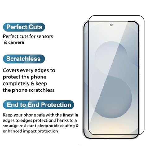 Image of POPIO Military-Grade Gorilla Tempered Glass For Samsung Galaxy S25 (Black) 9H Hardness, Edge-to-Edge Full Coverage, Anti-Scratch, Bubble-Free, Ultra Clear HD Glass, Oleophobic Coating, Face ID Compatible