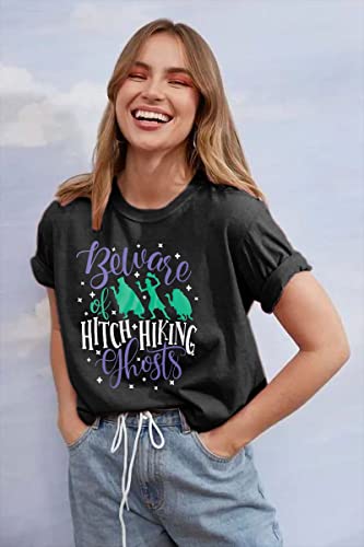 Beware of Hitch Hiking Ghost Shirt Women Funny Halloween Shirts Haunted Tshirt Ghost T-Shirt Short Sleeve Tee3