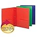 Smead Poly Two-Pocket Folder, Three-Hole Punch Prong Fasteners, Letter Size, Assorted Colors, 3 per Pack (87737)