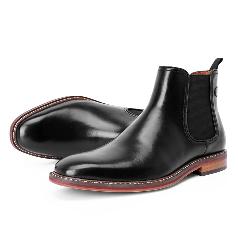 Image of DESAI Men's Chelsea Boots, Handmade Genuine Leather Dress Shoes, Slip On Formal Footwear Booties