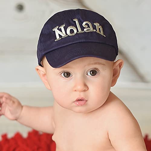 Melondipity Personalized Baseball Cap Hat for Boys, Infants, Toddlers-Navy Blue2