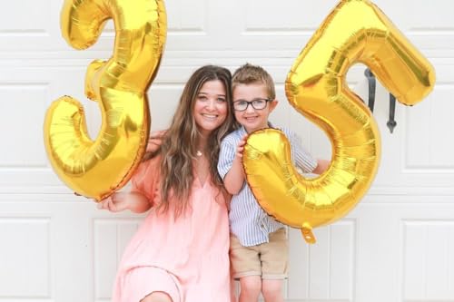Image of Gold 5 Balloon, Number Balloon 40 Inch, Gold and Black Party Supplies, 5th Birthday Balloon Decorations, 5 Number Balloons, Number 5 Balloon