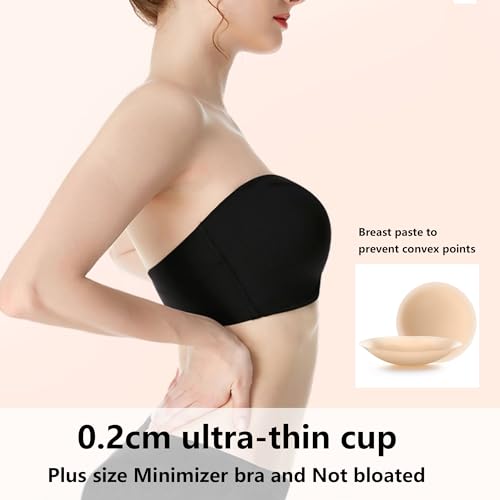WENPOUTR Sutiã sem alças para mulheres, plus size, minimizador, sutiã com aro, confortável, antiderr