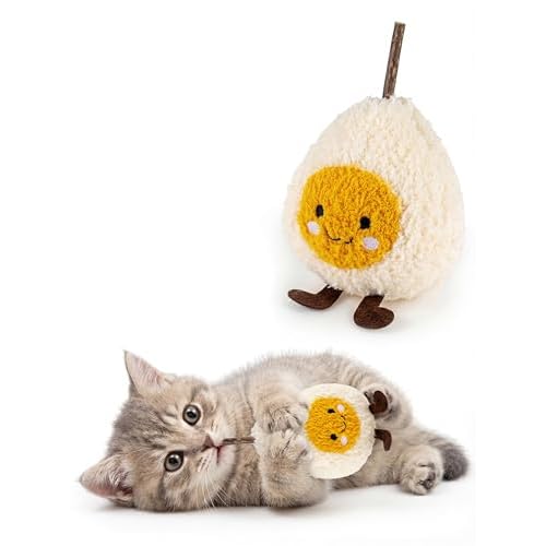 Durable and lnteractive Cat Teething Stick Toys: Chewing Stick, Grinding Teeth Rod, and chewable Cat Doll for Your Pet’s Entertainment (Egg Whites)