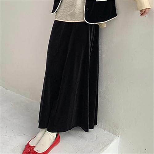 Joe Wenko Womens Elastic High Waist Long Maxi Velvet Skirt3