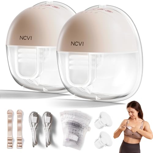 Image of NCVI Hands Free Breast Pump 8111, Wearable Breastfeeding Pump, Electric Wireless Pump with 4 Modes & 9 Levels, Strong Suction & Ultra Quite, Rechargeable Portable Milk Pump, 21/24mm Flanges, 2 Pack