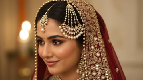 Image of NEW! Touchstone inchContemporary Kundan Collection inch Indian Bollywood Royal Mughal Beautiful Long Chaanbaali Kundan Look Faux Pearls Designer Bridal Jewelry Jhoomer In Gold Tone For Women.