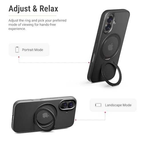 Image of DailyObjects Polycarbonate Case for iPhone 16 Compatible with Mag-Safe Wireless Charging,Halo 2.0 with Rotatable Stand Slim Shockproof Back Cover