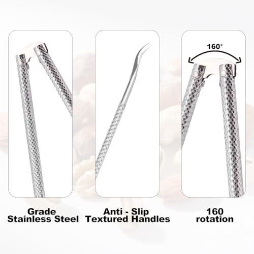 Nut Cracker Tool Set of 6, 2Pcs Stainless Steel Nut Cracker and 4 Picks for Seafood Crackers Walnut - Image 5