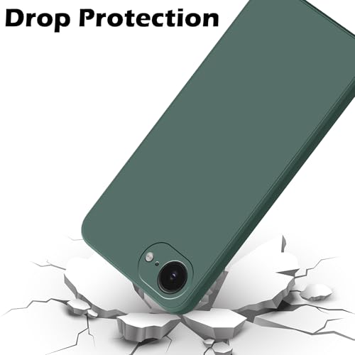 Image of amazon basics Back Cover for iPhone 16E | Ultra Slim Soft Rubberised Case | Matte Silicone Flexible Mobile Case | Camera Protection - Green