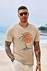 Runcati Mens Short Sleeve T-Shirts Crew Neck Casual Shirt Summer Beach Palm Tree Vintage Hawaiian Tees, Khaki, XXL #3
