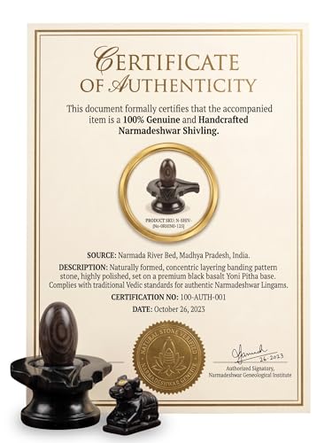 Generic Narmadeshwar Shivling with Golden Brass Snake & Stone Nandi - Image 4