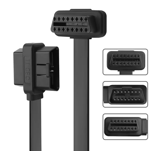 Image of OBD Slim Extension Cable,16 Pin OBD2 Male to Female Ribbon Extension Wire, Diagnostic Universal OBD II Convert Cable (16-pin Male and Female Connectors with Two Ports)