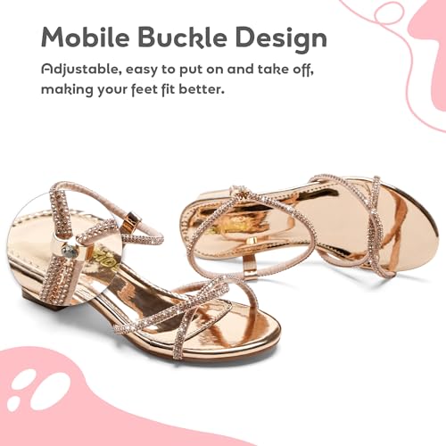 Girls Sandals Low Heels Girl Dress Shoes Open Toe Flower Girl Wedding Party for Toddler Little Big Kid2