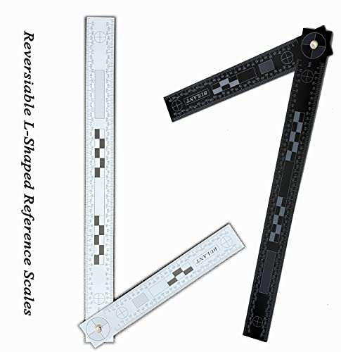 MOVEED Reversible L-Shaped Reference Scales, Photo Evidence PVC Rulers, Crime Scene Forensic Supply, 5pcs/Pack (300 x 150 mm, Folding)