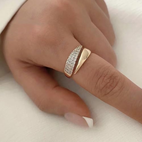 Stackable Adjustable Cubic Zirconia Wedding Ring - Non-Tarnish Gold Rings for Women2