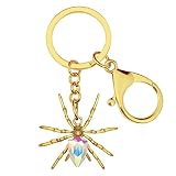DALANE Alloy Gold Silver Plated Rhinestone Spider Keychains Car Key Ring Insects Jewelry Charms Gift