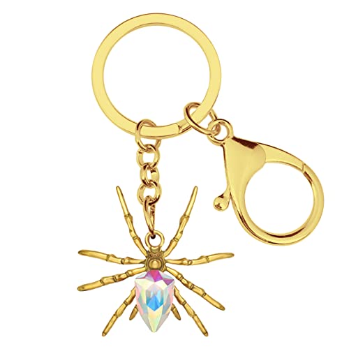 Dalane Alloy Gold Silver Plated Rhinestone Spider Keychains Car Key Ring Insects Jewelry Charms Gifts (Gold Multi) #TOP2