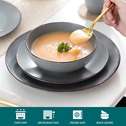 Vancasso Moda Matte 16 Piece Stoneware Dinnerware Grey Dinner Service For 4 Tableware Stoneware Dinnerware Set Crockery With 11In Dinner Plate, 8In Dessert Plate, 7In Bowl And 14Oz Mug. Moda #TOP3
