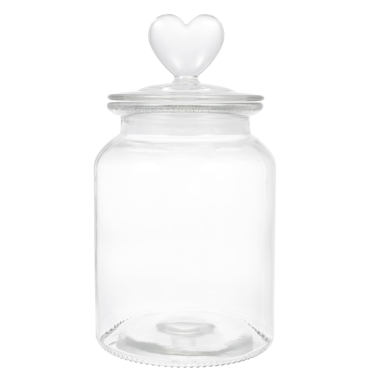 Besportble Glass Honey Jar with Lid 7.68In Airtight Storage Container for Honey Candy Snacks and Dried Fruits Transparent Heart-Shaped Canister for Kitchen Pantry