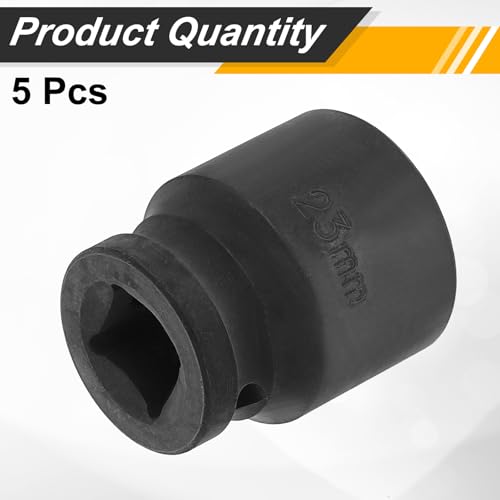 Image of HARFINGTON 5pcs 1 /2 inch Drive x 23mm Shallow Impact Socket 12-Point Metric CR-V Steel Spindle Nut Impact Flip Sleeve for Home Auto Nuts Bolts Repair