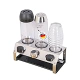 Flaschenhalter für SodaStream – 3er Edelstahl Abtropfständer mit herausnehmbarer Abtropfschale und Silikonschutzringe, Abtropfhalter mit Deckelhalter passend für Crystal & Emil Flaschen