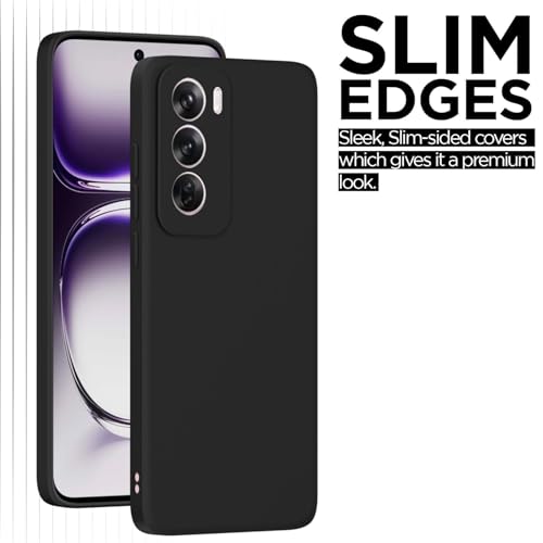 Image of Outlouders Back Cover for Oppo Reno 12 5G | Camera Protection | Durable Soft Matte Silicone Bumper Case (Black)