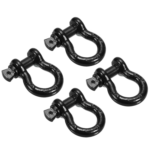 PATIKIL Screw Pin Shackle 1/2 x 4409lbs, 4 Pack Carbon Steel D Ring Shackle for Towing Rigging, Black