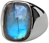 MOUNTJEWELS Natural Labradorite Gemstone Ring Mens Labradorite Ring Handmade Silver Ring 925 Sterling Silver Birthday Gift for Him Promise Ring Birthstone Men's Ring (11)