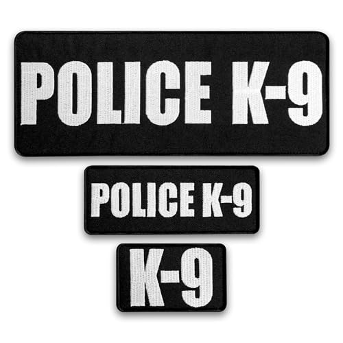 Bluyellow Police K9 Patch Set (3 Pcs) Quality Embroidery Hook and Loop K9 Patches for Vest Carrier Dog Harness Hat Helmet Tactical Backpack Working and Service Dogs Secure Attachment