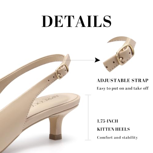 Image of AprCoco Women's Kitten Heels Slingback Pointed Closed Toe Ankle Strap Elegant Women Pumps Shoes for Dating Wedding