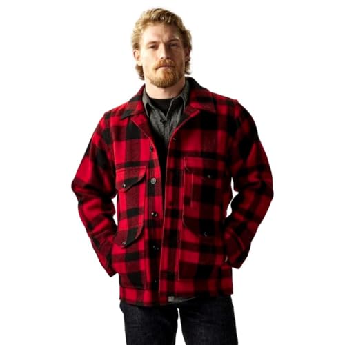 Filson Men's Mackinaw Wool Cruiser Jacket, Red/Black Plaid2