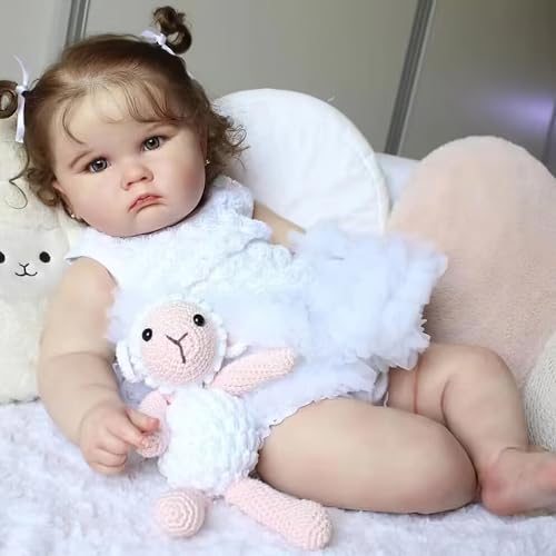 Muñeca Reborn 24 Pulgadas Realista Cuerpo de Tela Ojos Azules miniatura 1