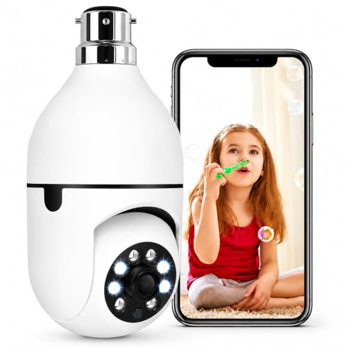 Image of Dr Vision 3MP WiFi Light Bulb Camera for Home Indoor | 360 View | Color Night Vision | Motion Detection | Two Way Audio | Wireless Home Security Camera with Mobile App V380 Pro (Light Camera)