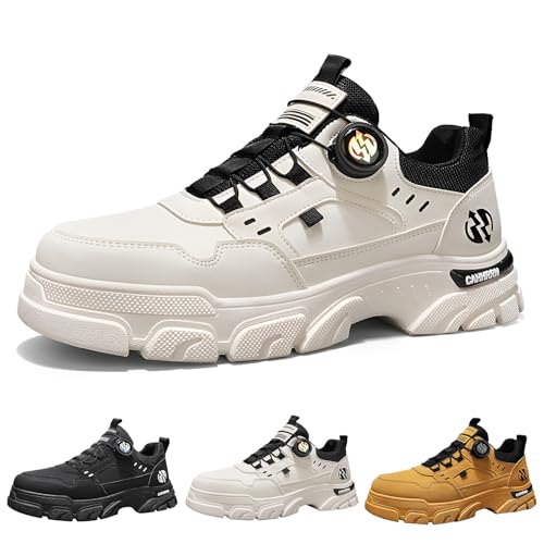 [Firmiarii] スニーカー メンズ 厚底スニーカー ダイヤル式 ワークブーツ ローカット 5cm身長アップ 防水 紐なし カジュアルシューズ 運動靴 スポーツシューズ ランニング 耐摩耗 軽量 通気 滑り止 おしゃれ 登山 通勤 通学