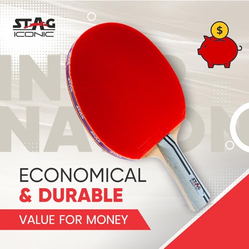 Image of International Table Tennis Racquet | 6 Ply Blade | 3 mm Sponge | High Control & Power | Red /Black