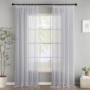 Woaboy Gardinen Transparent Sheer 2er Set Grau
