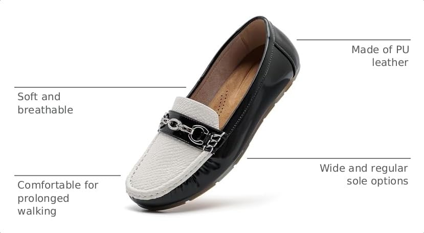 Image of Women's Business Loafers Work Casual Flats Shoes Lightweight Penny PU Leather Slip On Walking Shoes